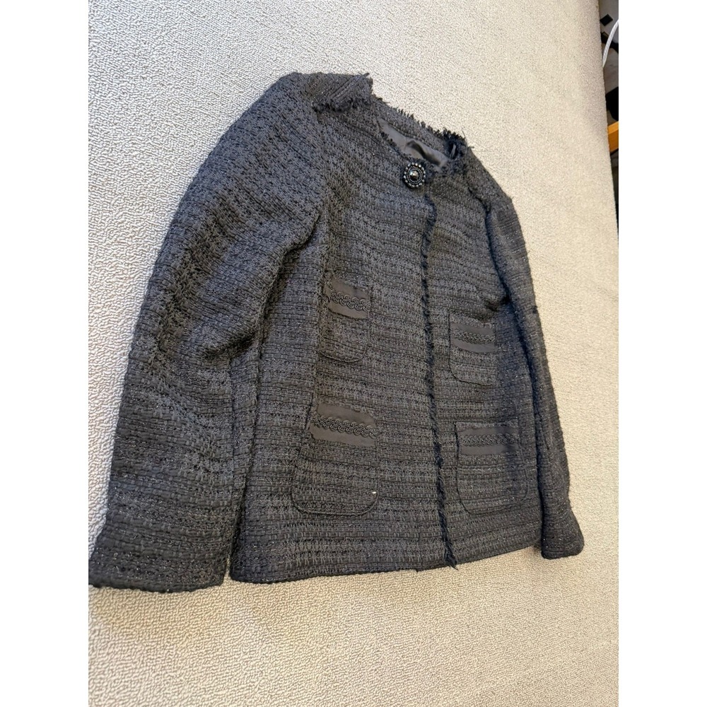 Zara Basic Collection Women's Size Small Black Tweed Jacket - Picture 11 of 12